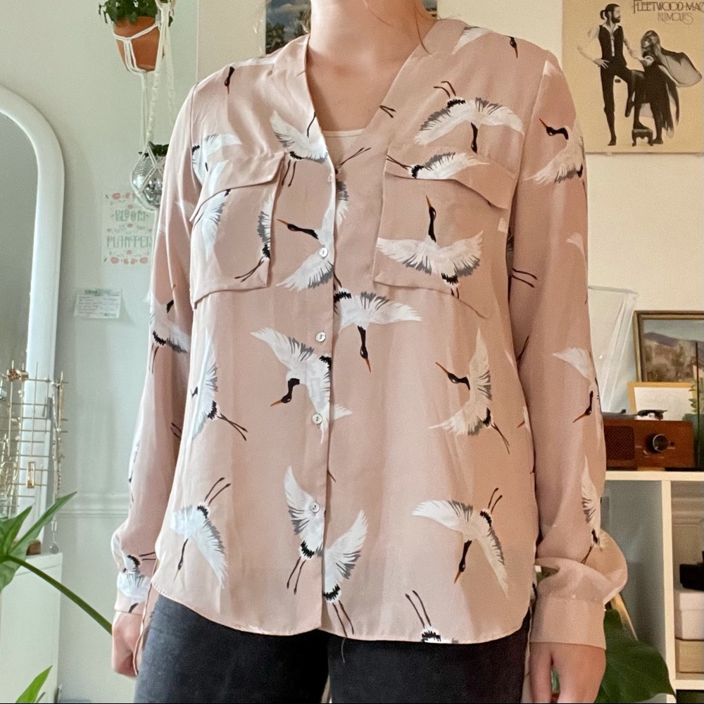 Zara Swans Print Button Down